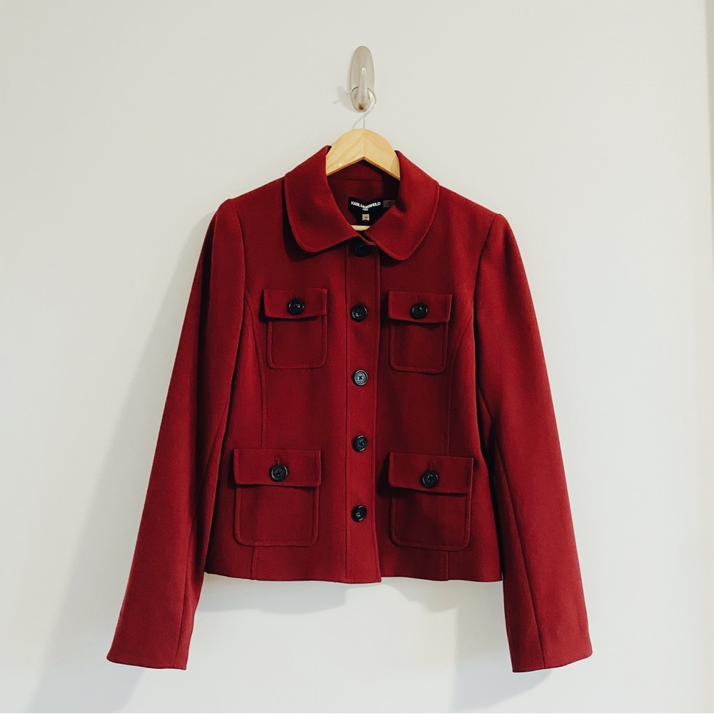 Karl Lagerfeld Paris Burgundy Blazer Size 10 - Picture 1 of 6